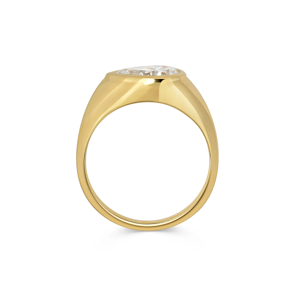1.0CT Bezel Set East West Pear Cut Lab Grown Diamond Signet Engagement Ring