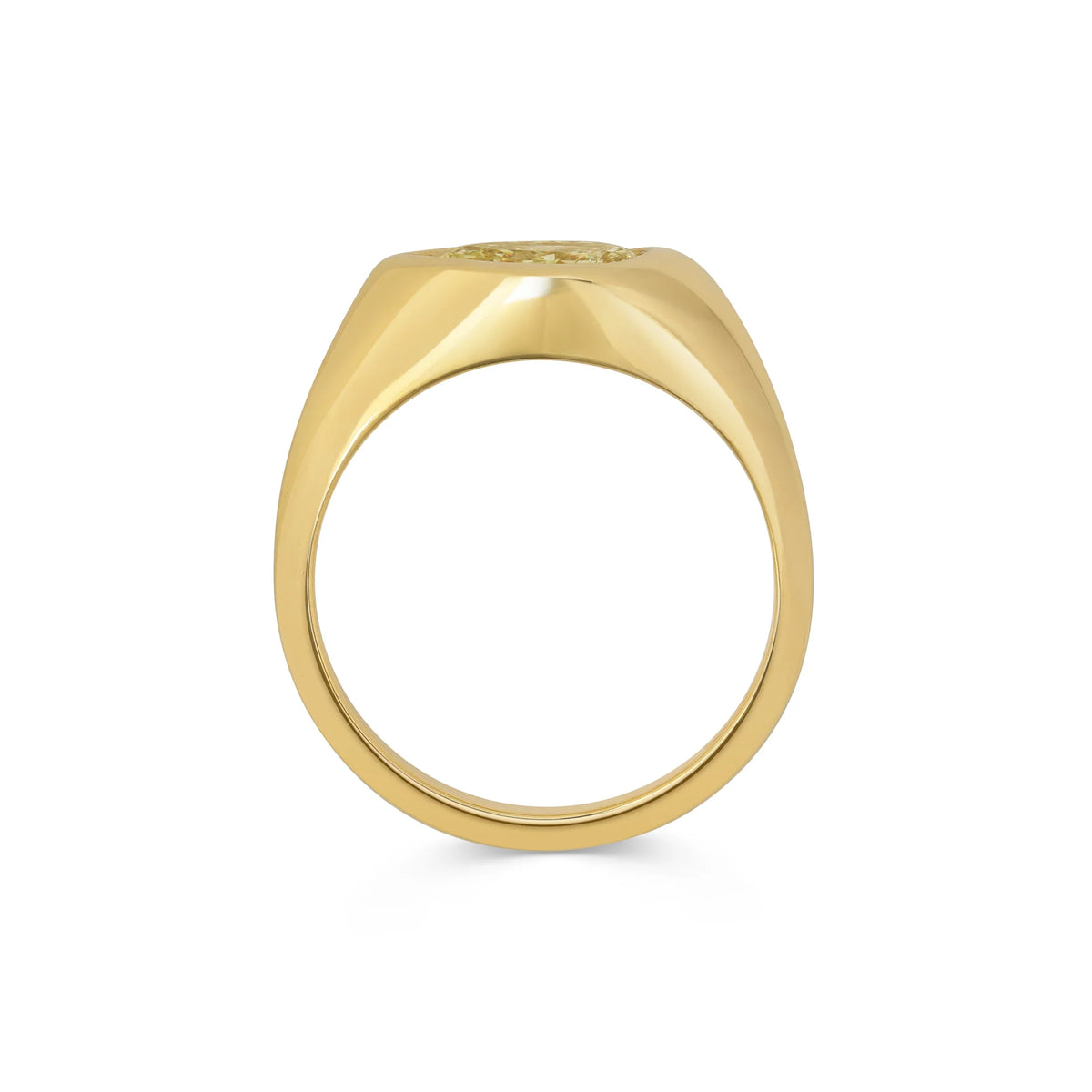 1.0CT Bezel Set East West Yellow Pear Cut Lab Grown Diamond Signet Engagement Ring