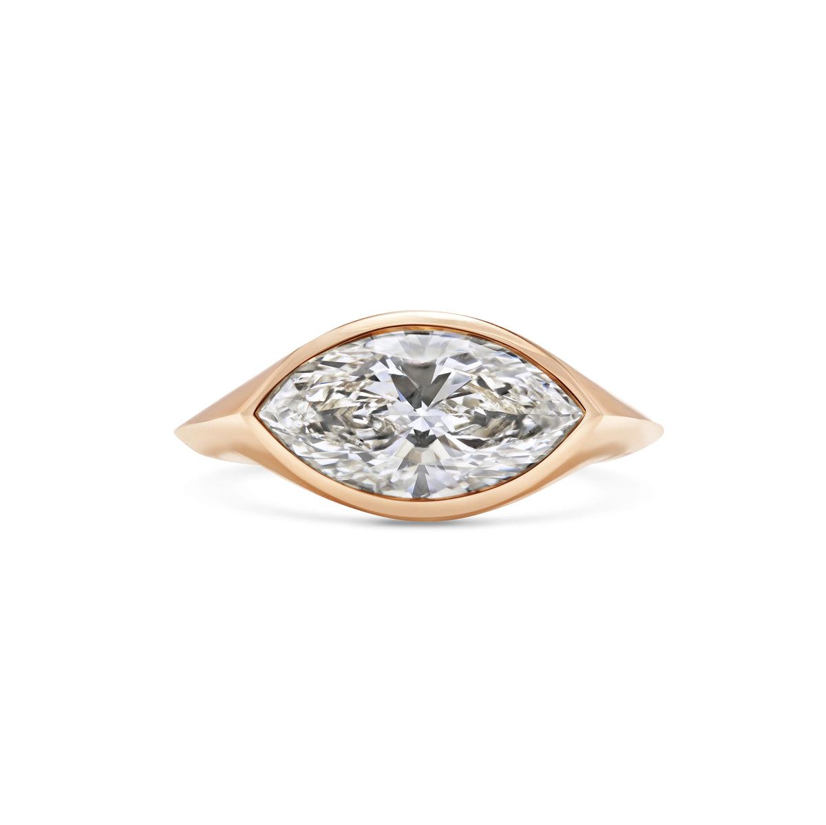2.0CT Bezel Set East West Marquise Cut Lab Grown Diamond Knife Edge Engagement Ring