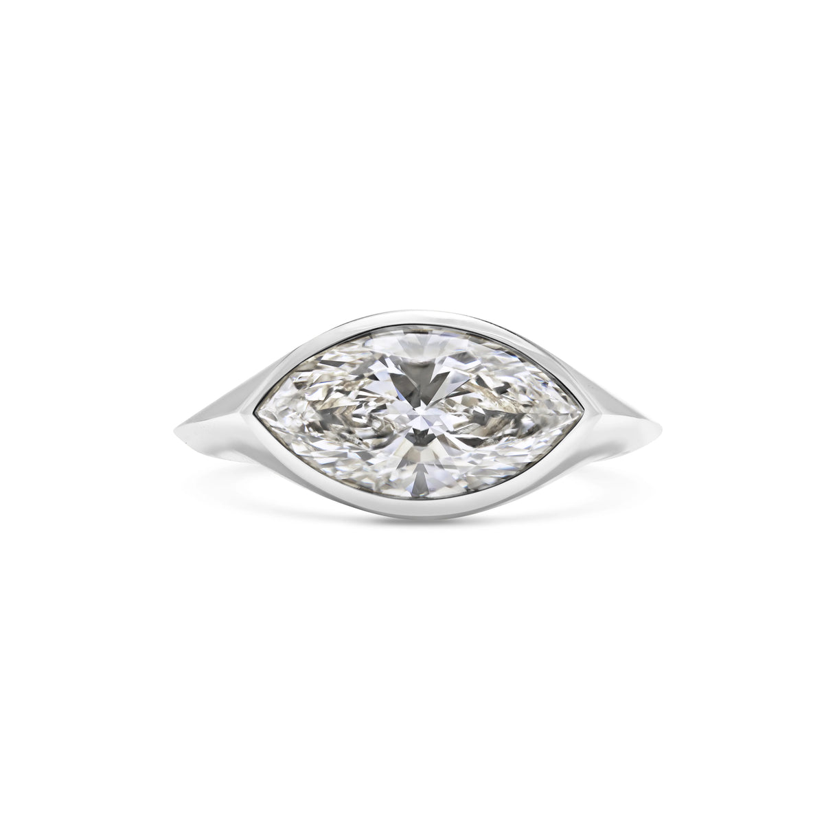 2.0CT Bezel Set East West Marquise Cut Lab Grown Diamond Knife Edge Engagement Ring