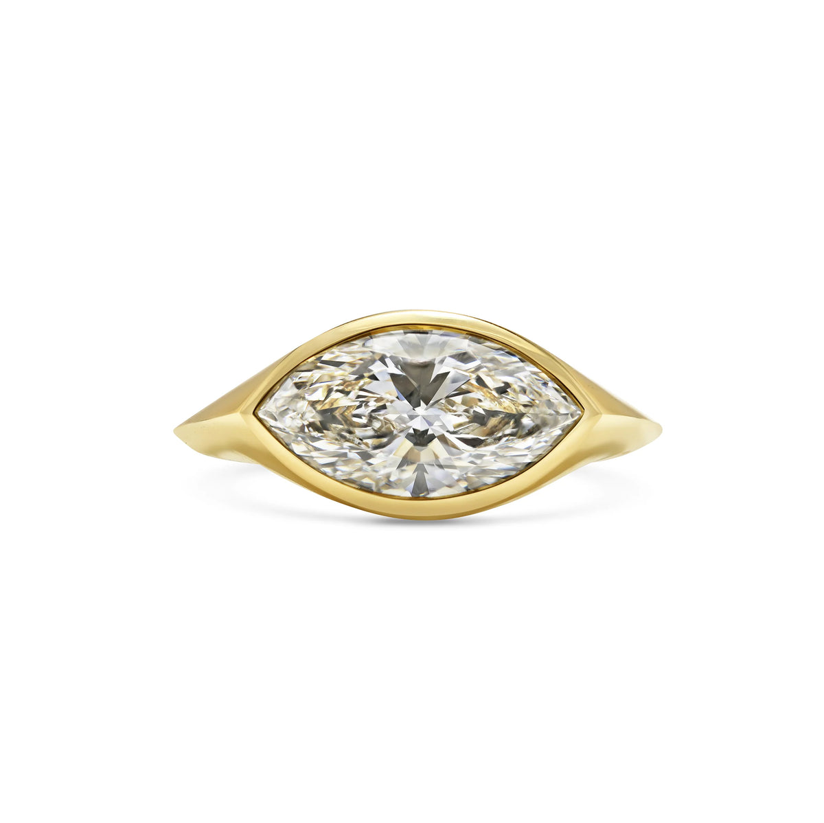 2.0CT Bezel Set East West Marquise Cut Lab Grown Diamond Knife Edge Engagement Ring