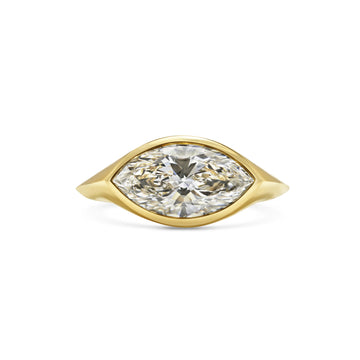 2.0CT Bezel Set East West Marquise Cut Lab Grown Diamond Knife Edge Engagement Ring