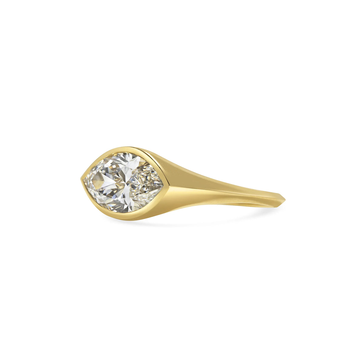 2.0CT Bezel Set East West Marquise Cut Lab Grown Diamond Knife Edge Engagement Ring