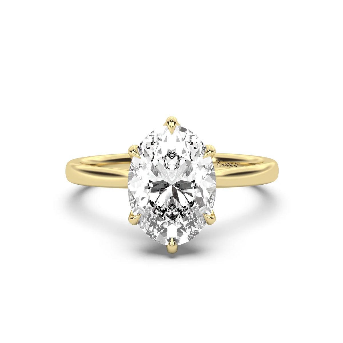 3.0CT Oval Lab Grown Diamond Tulip Cathedral Engagement Ring