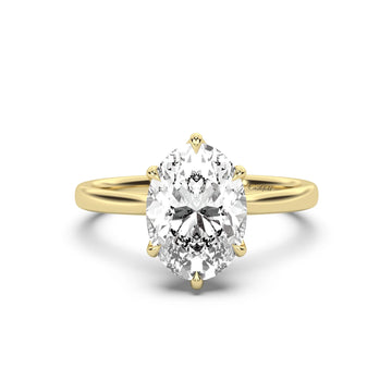 3.0CT Oval Lab Grown Diamond Tulip Cathedral Engagement Ring