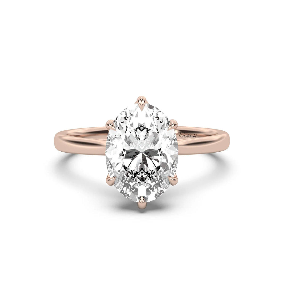 3.0CT Oval Lab Grown Diamond Tulip Cathedral Engagement Ring
