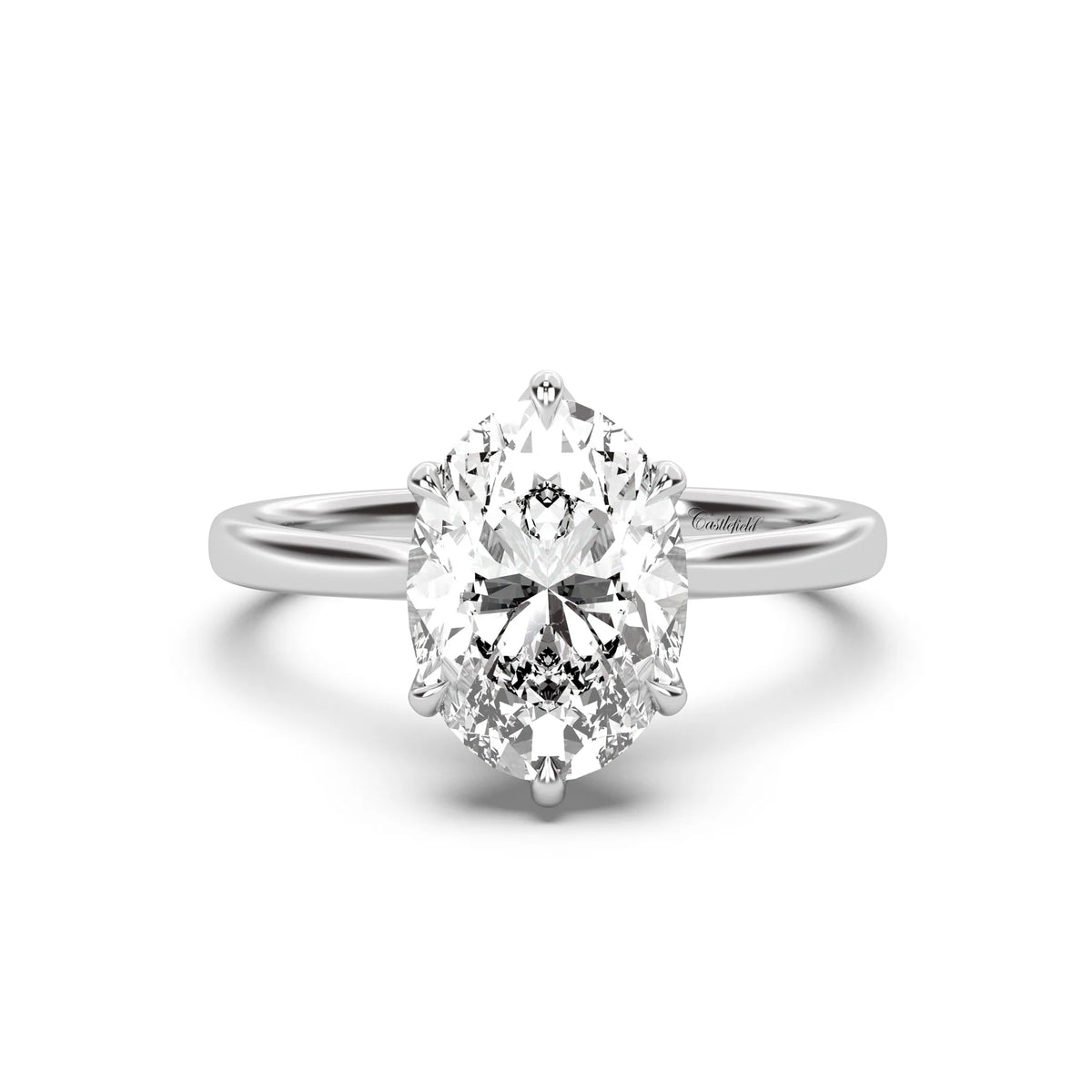 3.0CT Oval Lab Grown Diamond Tulip Cathedral Engagement Ring