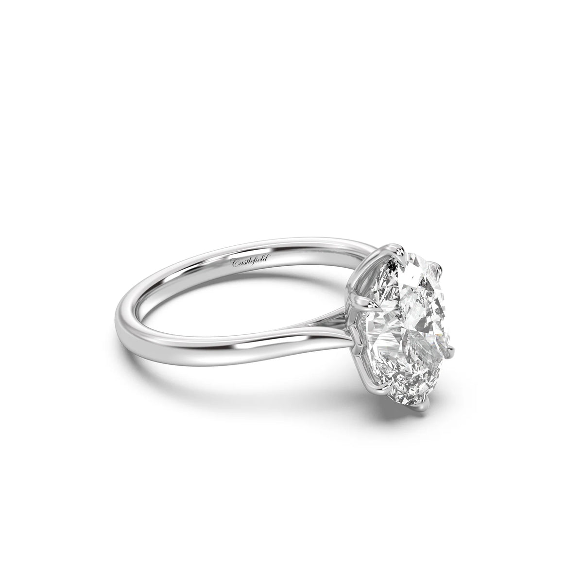 3.0CT Oval Lab Grown Diamond Tulip Cathedral Engagement Ring