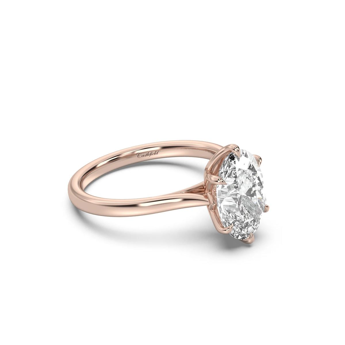 3.0CT Oval Lab Grown Diamond Tulip Cathedral Engagement Ring