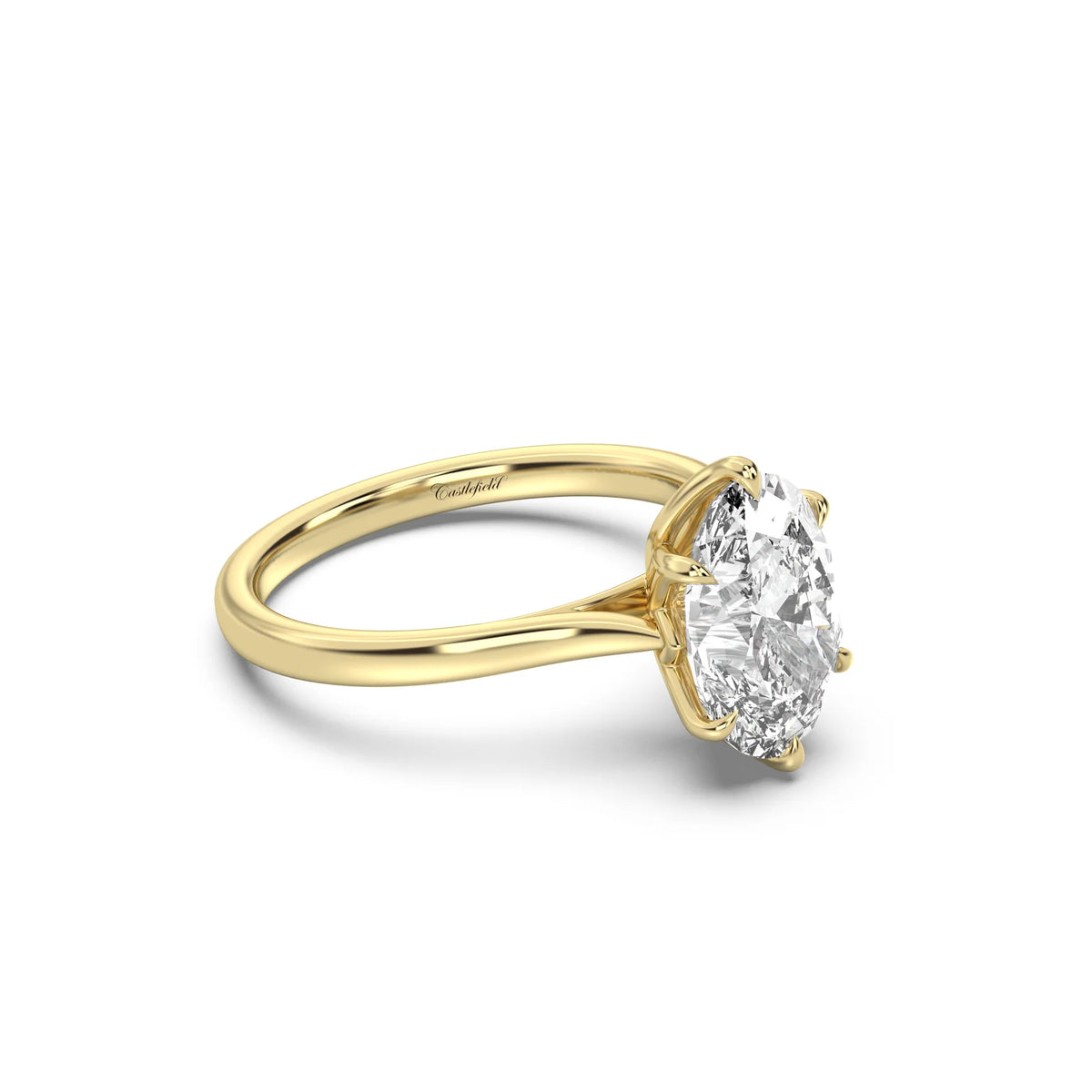 3.0CT Oval Lab Grown Diamond Tulip Cathedral Engagement Ring