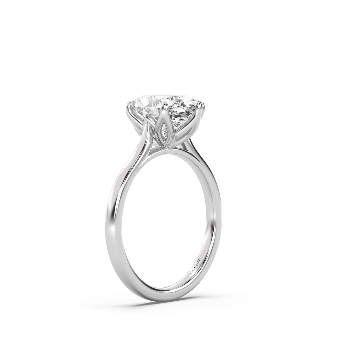 3.0CT Oval Lab Grown Diamond Tulip Cathedral Engagement Ring