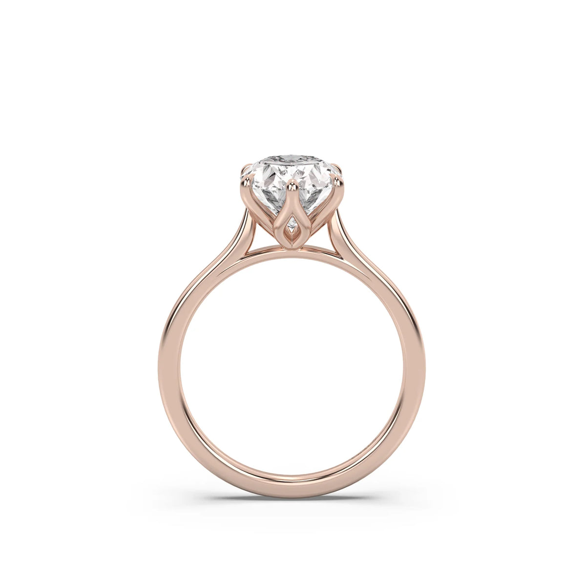 3.0CT Oval Lab Grown Diamond Tulip Cathedral Engagement Ring