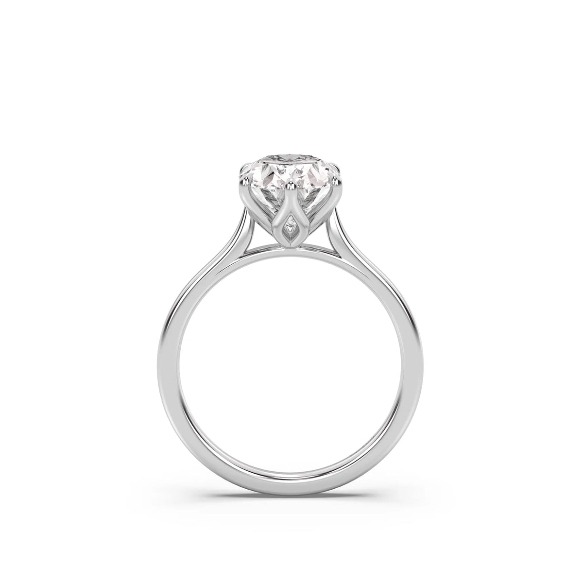 3.0CT Oval Lab Grown Diamond Tulip Cathedral Engagement Ring