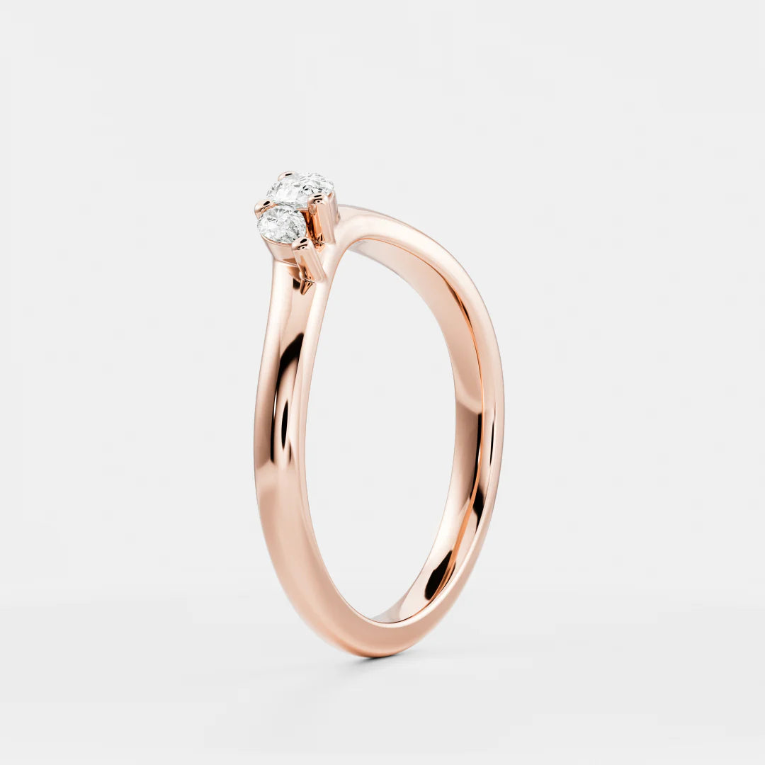 Pear Shape Lab Grown Diamond Curved Wedding Band