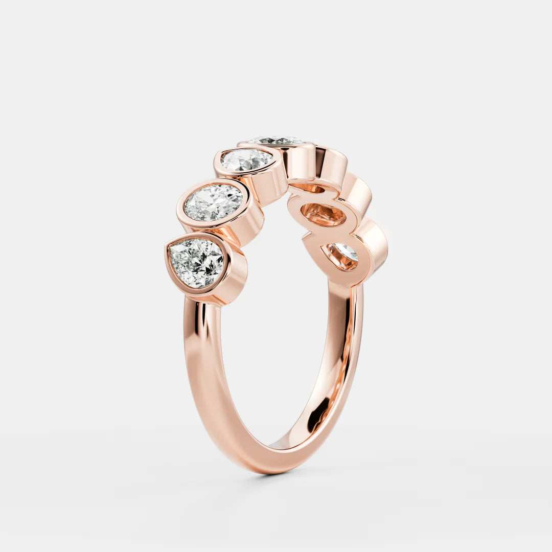 Pear & Oval Cut Lab Grown Diamond Bezel Wedding Band