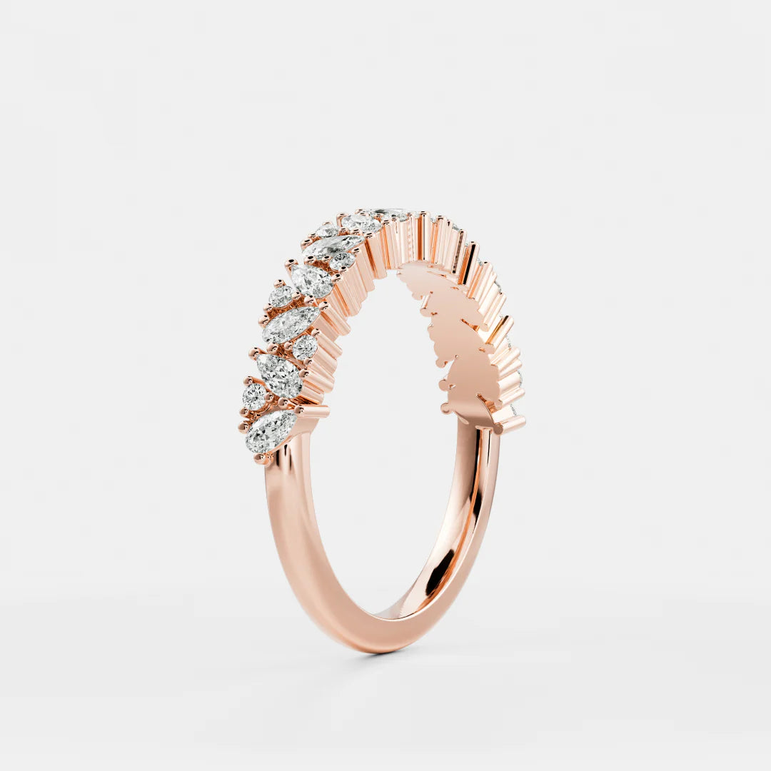 Pear and Round Lab Grown Diamond Scattered Wedding Band