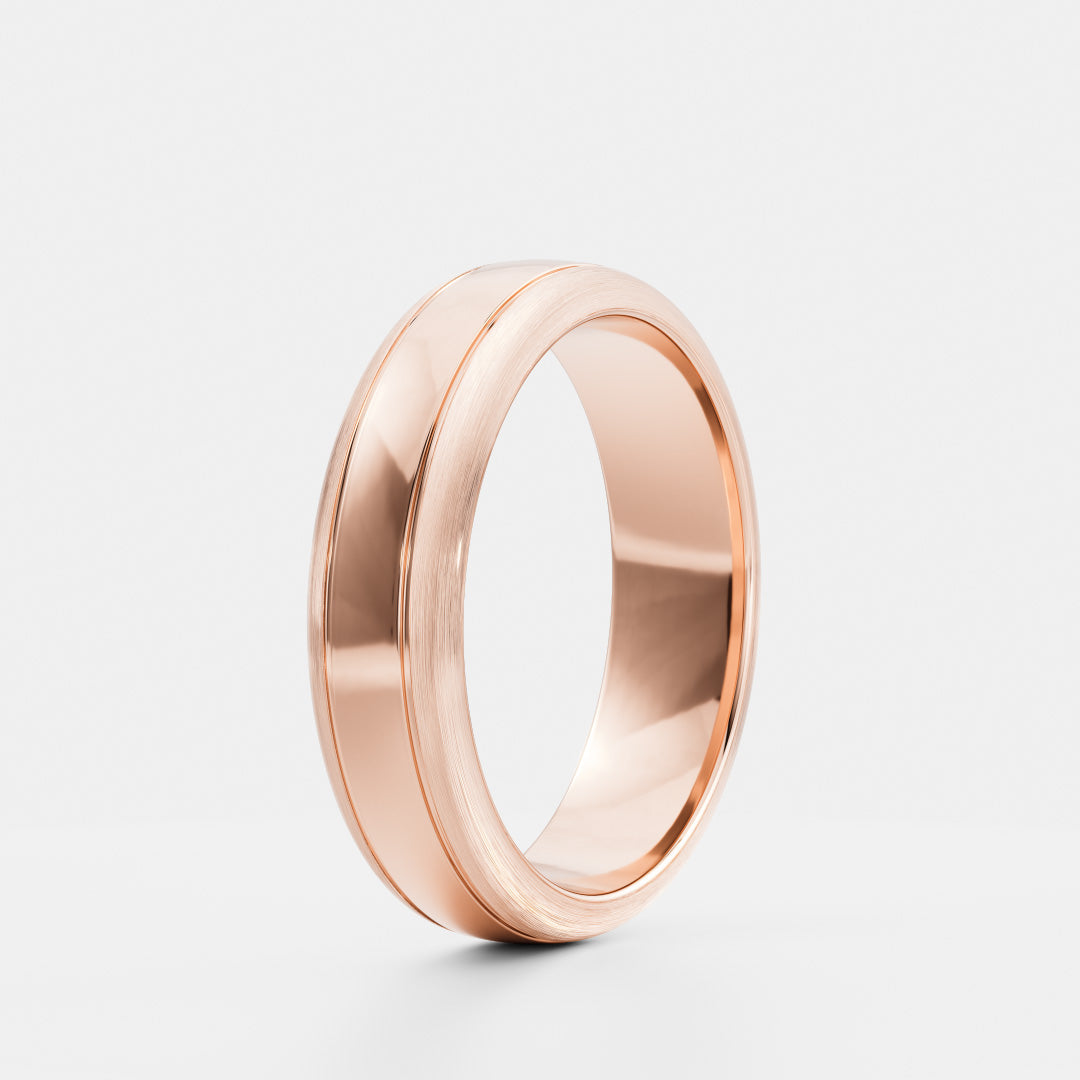 Classic Brushed Finish Double Groove Men's Wedding Band