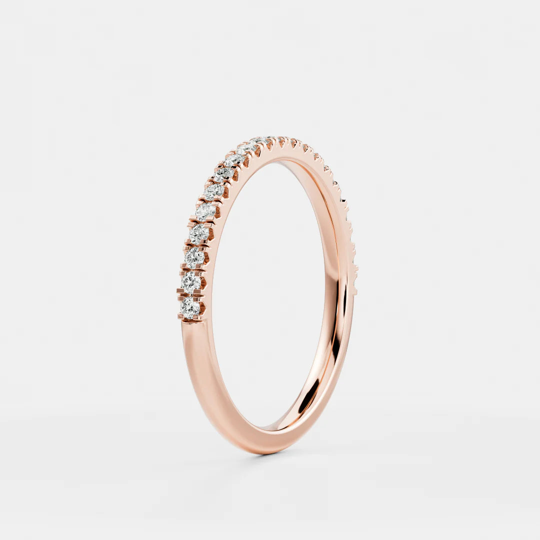 Round Lab Grown Diamond Half Eternity Pave Wedding Band