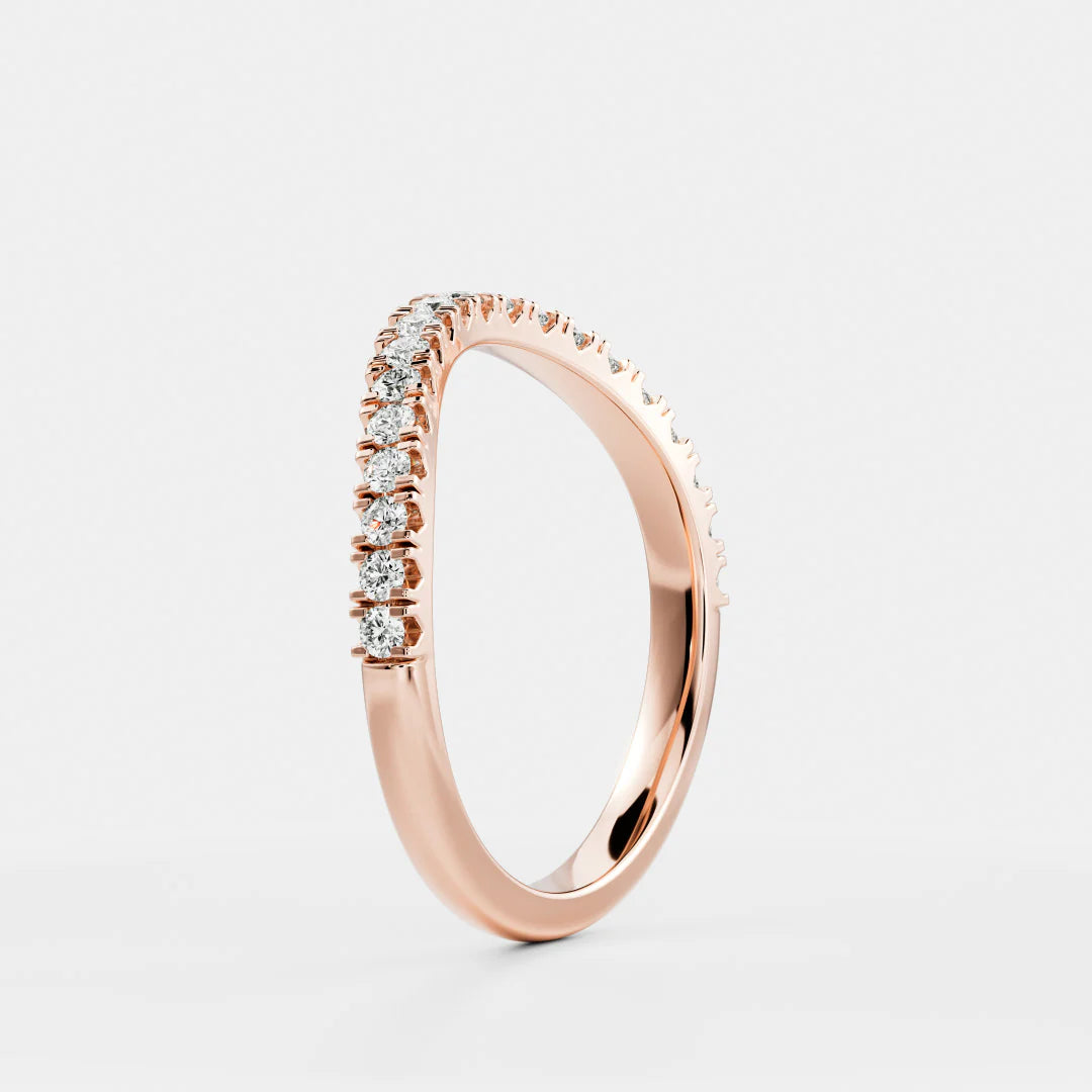Round Lab Grown Diamond Eternity Curved Pave Wedding Band