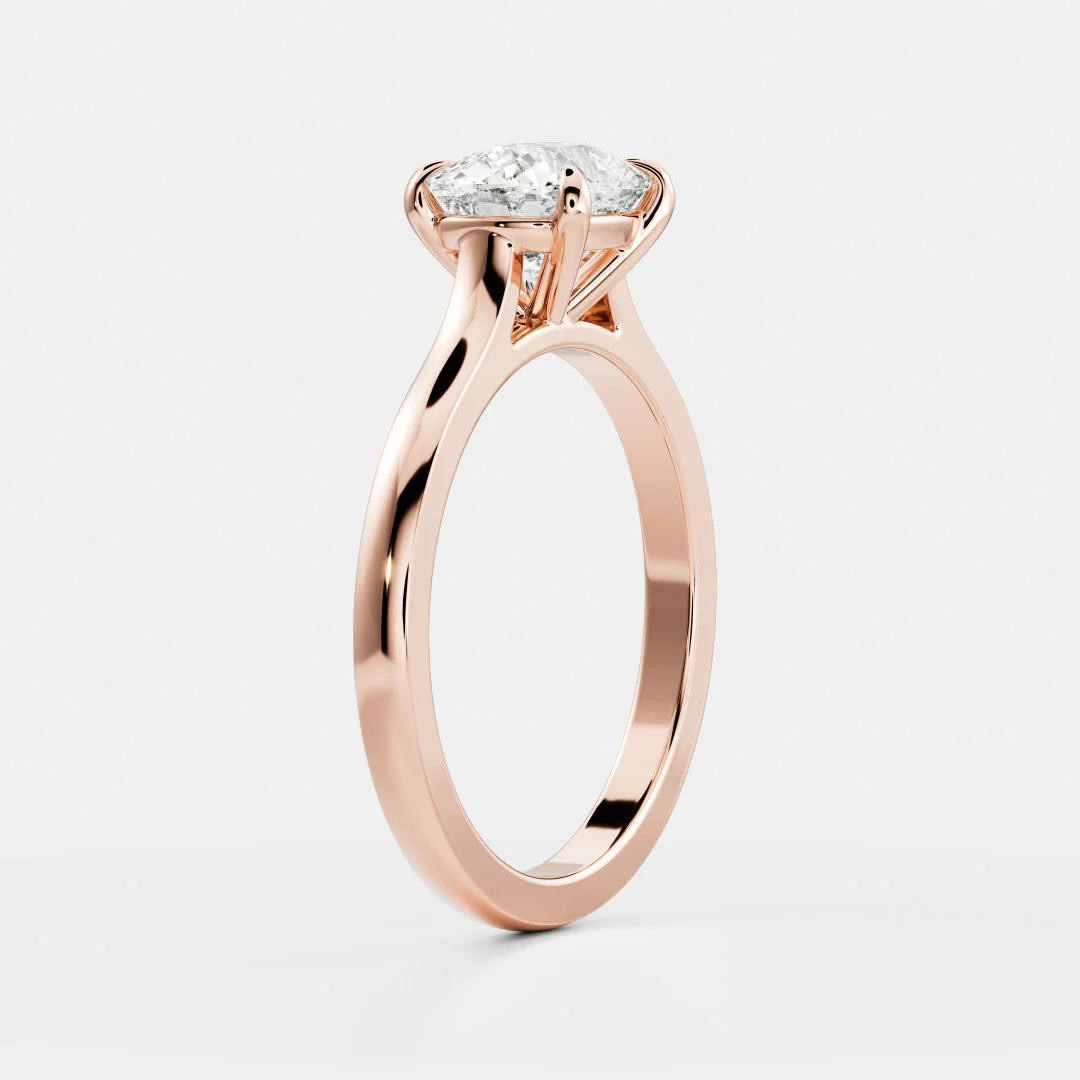 1.0CT East West Elongated Cushion Cut Lab Grown Diamond Cathedral Engagement Ring