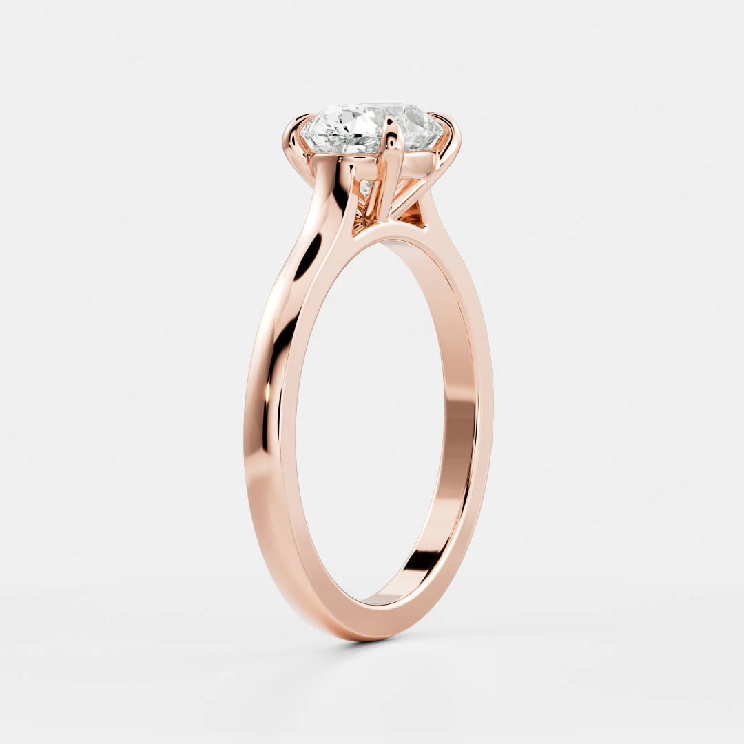 1.0CT East West Oval Lab Grown Diamond Cathedral Engagement Ring