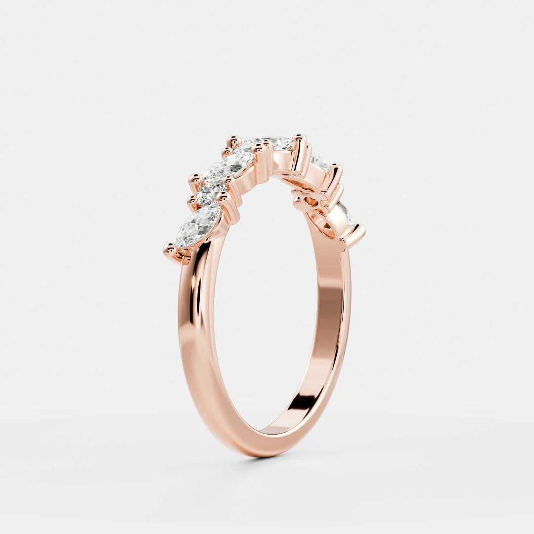 Marquise and Round Lab Grown Diamond Cluster Wedding Band