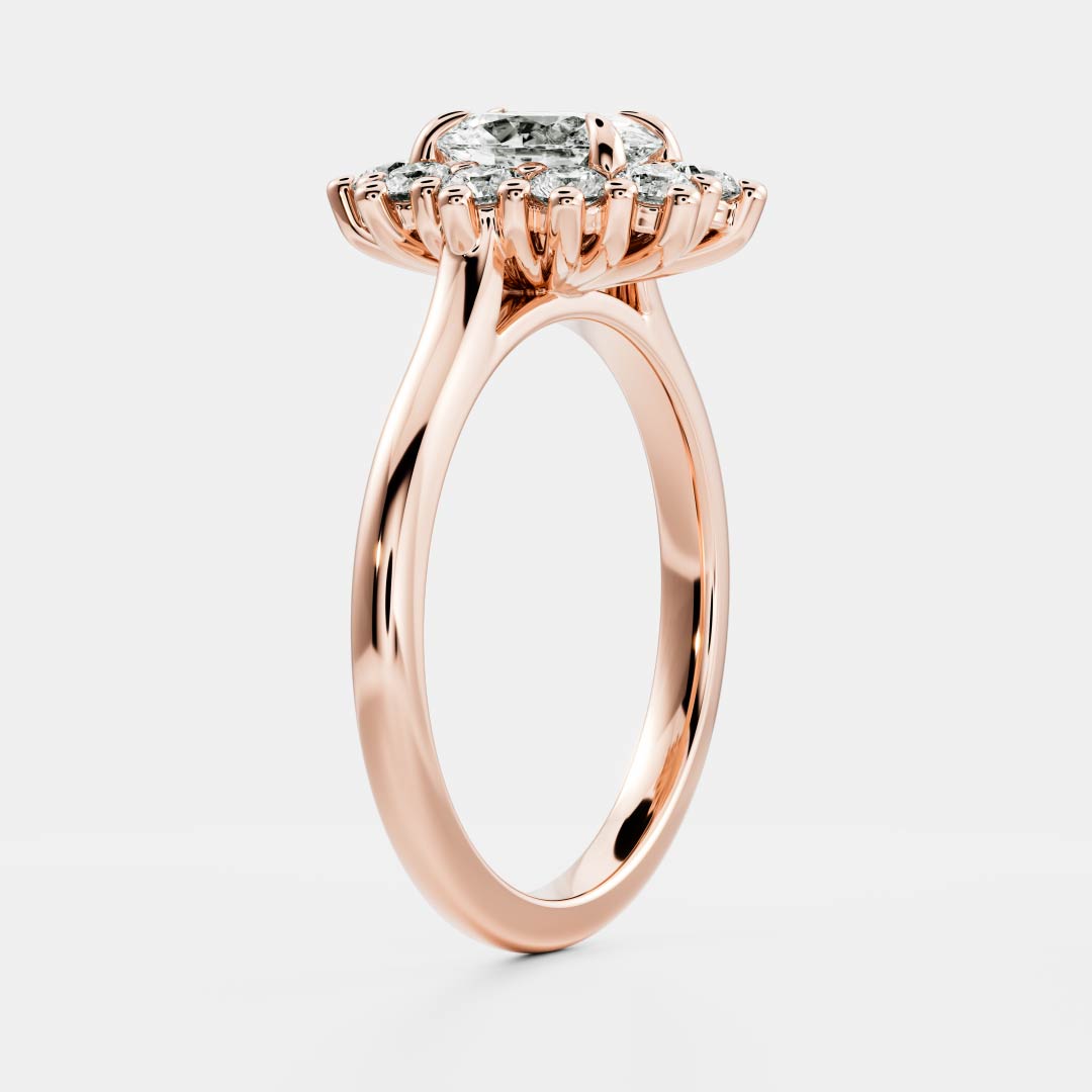 1.0CT Oval Lab Grown Diamond Halo Cluster Engagement Ring