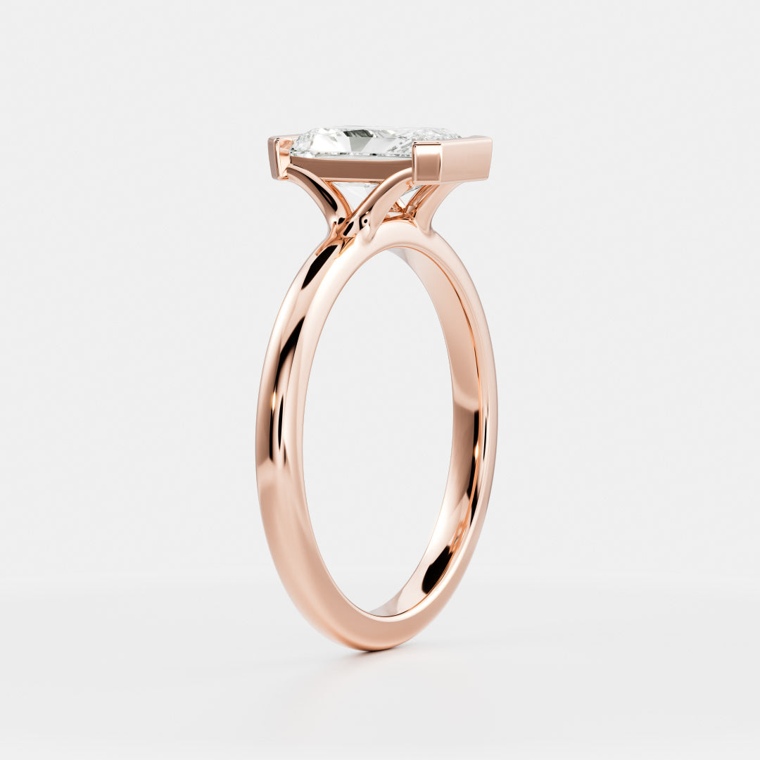 2.0CT Radiant Lab Grown Diamond Half Bezel Engagement Ring