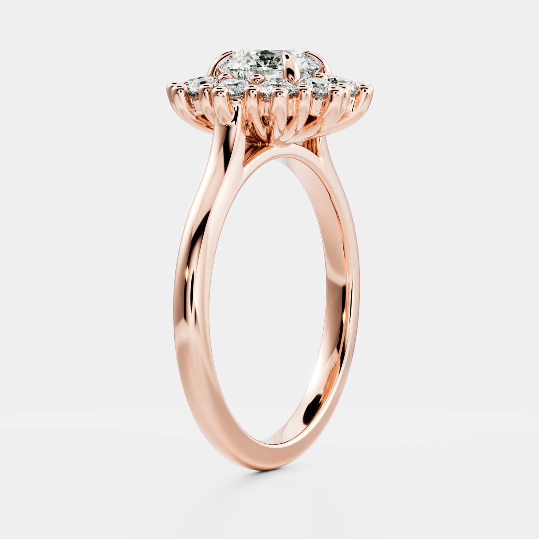 1.0CT Round Lab Grown Diamond Halo Cluster Engagement Ring