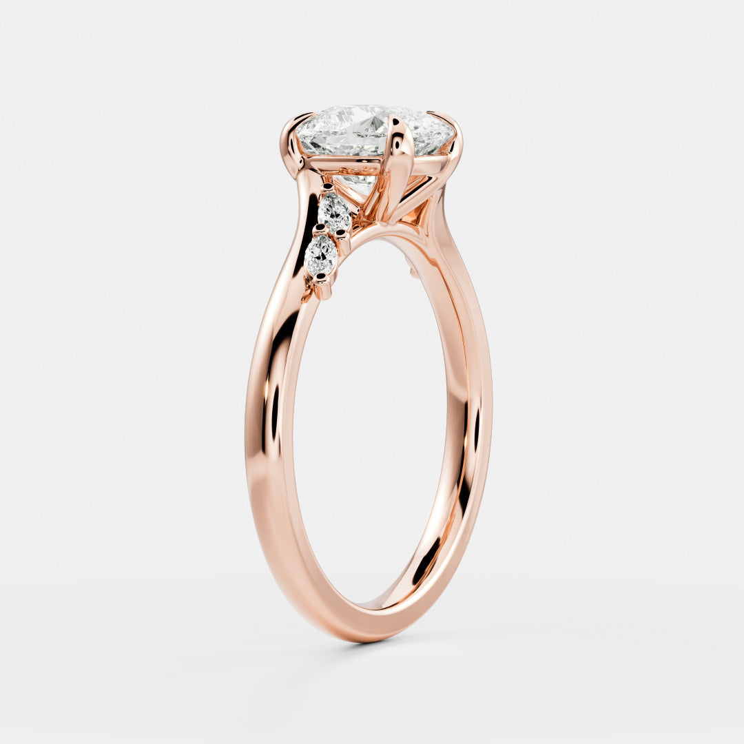 2.0CT Elongated Cushion Lab Grown Diamond With Marquise Accents Engagement Ring