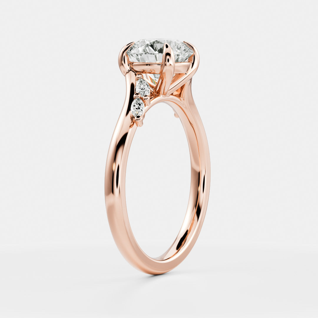 2.0CT Round Lab Grown Diamond With Marquise Accents Twisted Band Engagement Ring