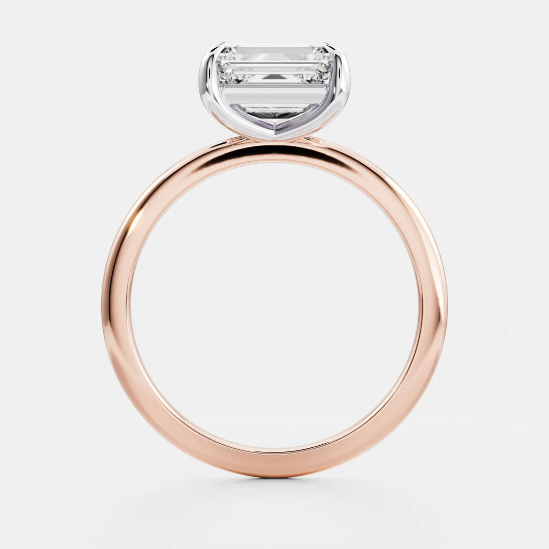 1.0CT East West Emerald Cut Lab Grown Diamond Solitaire Engagement Ring