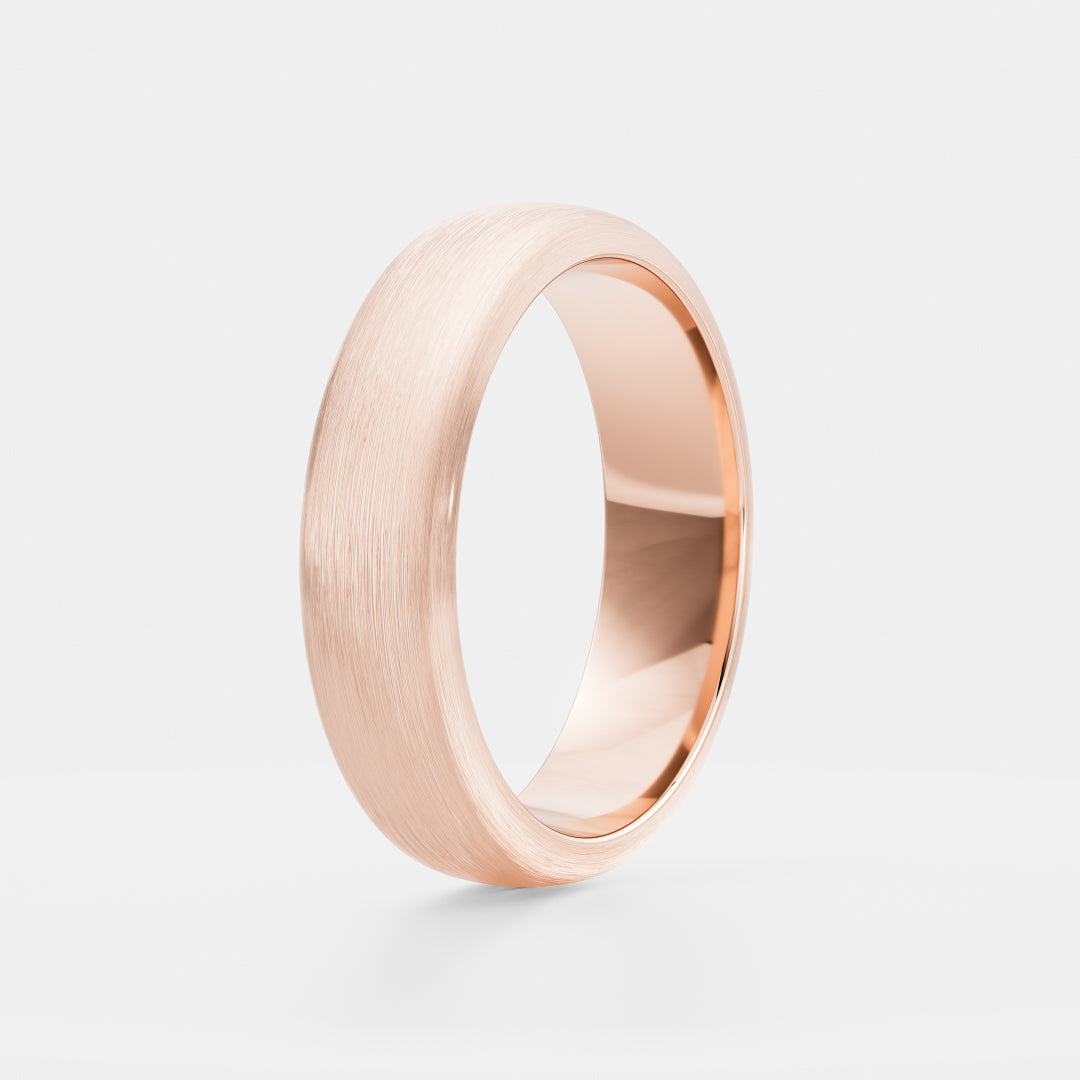 18K Solid Gold Brushed Finish Classic Men's Wedding Band