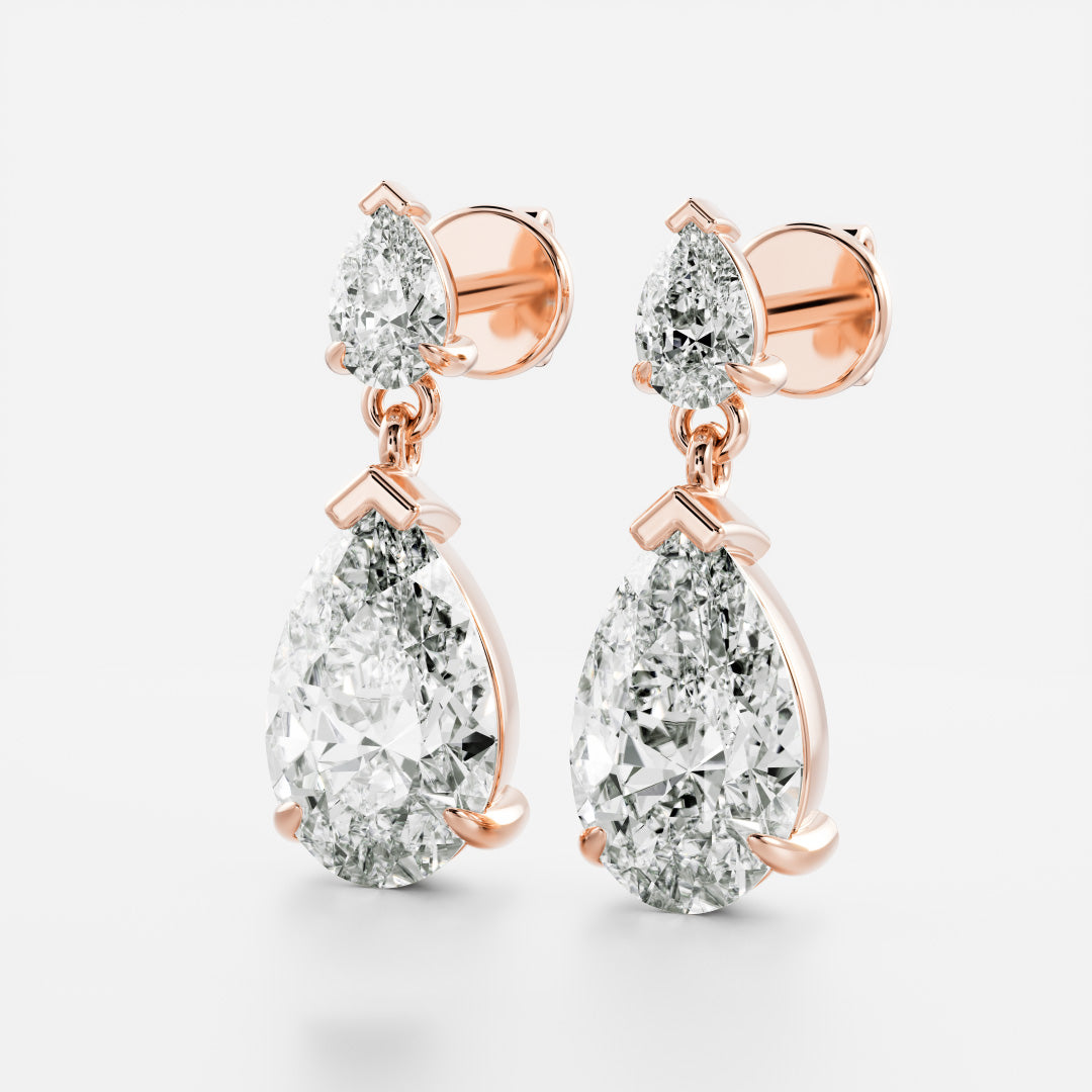 Pear Lab Grown Diamond Double Drop Earrings