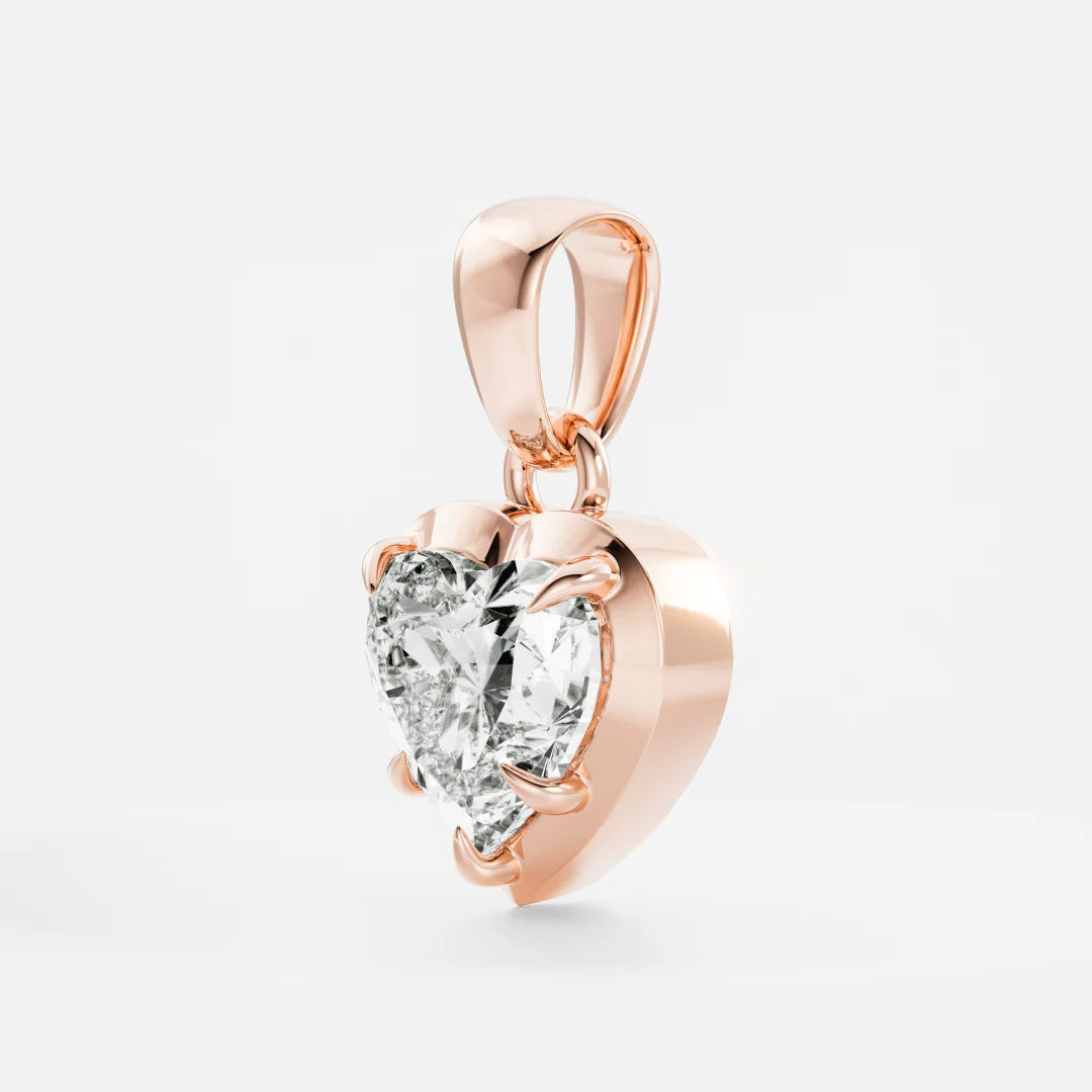 1.0CT Cut-Down Bezel Set Heart Shape Lab Grown Diamond Georgian Style Pendant