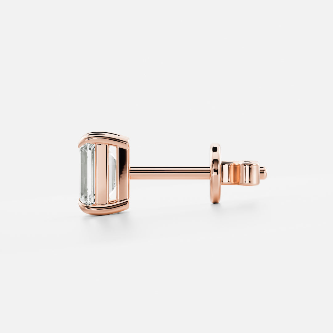 Emerald Cut Lab Grown Diamond Stud Earrings
