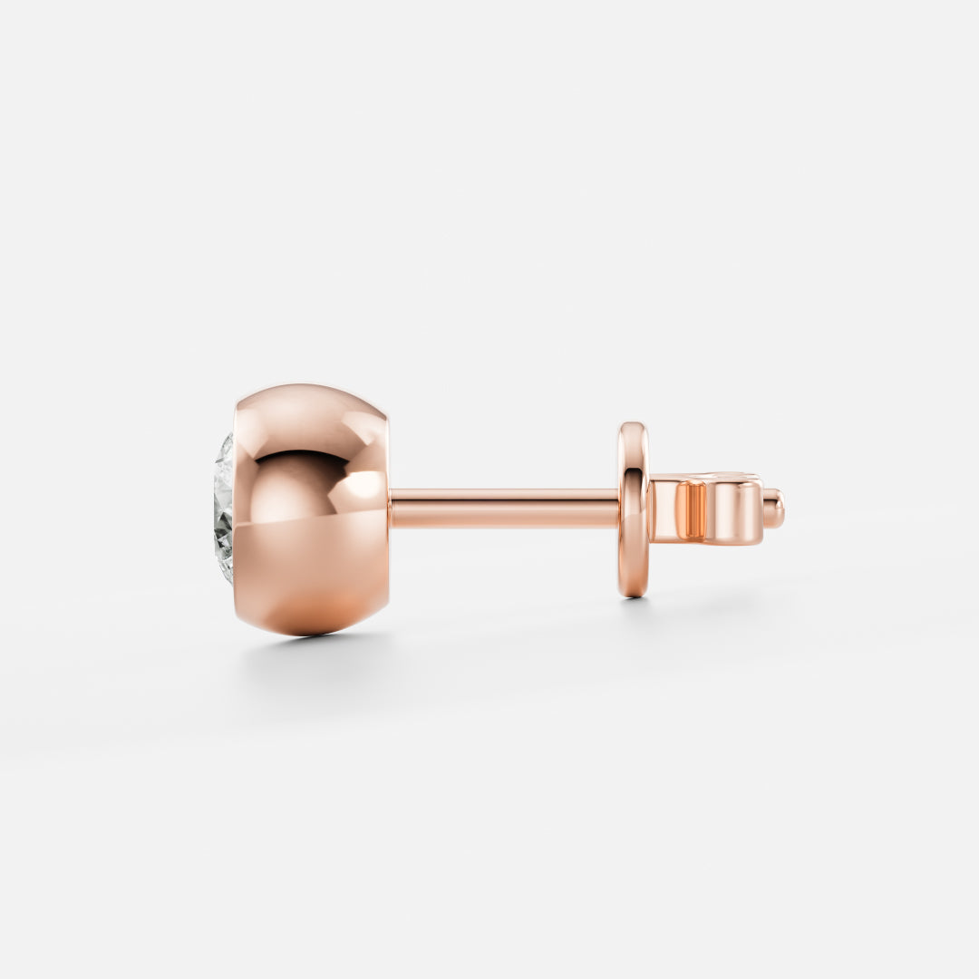 Round Lab Grown Diamond Bezel Stud Earrings