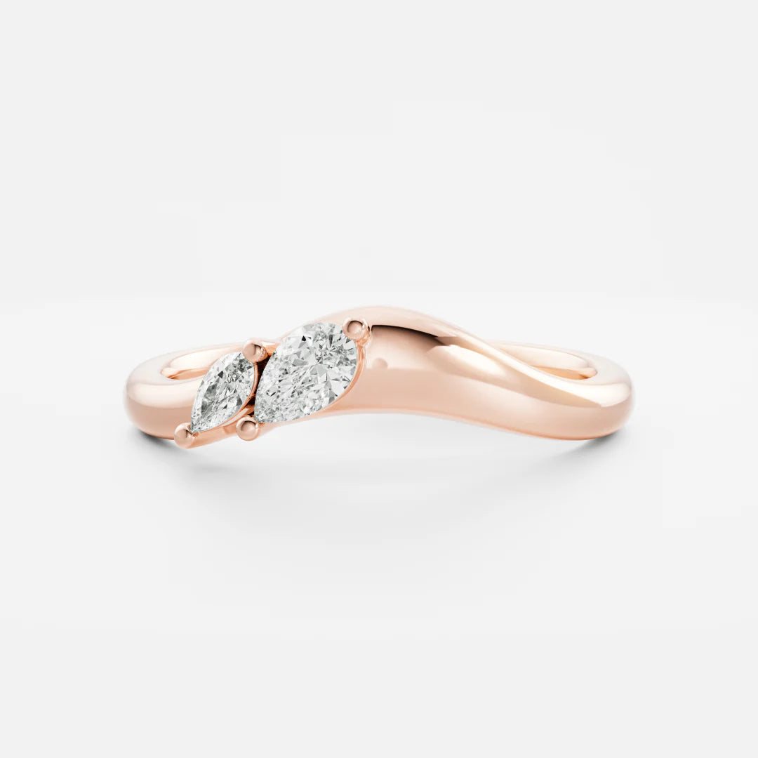 Pear Shape Lab Grown Diamond Curved Wedding Band