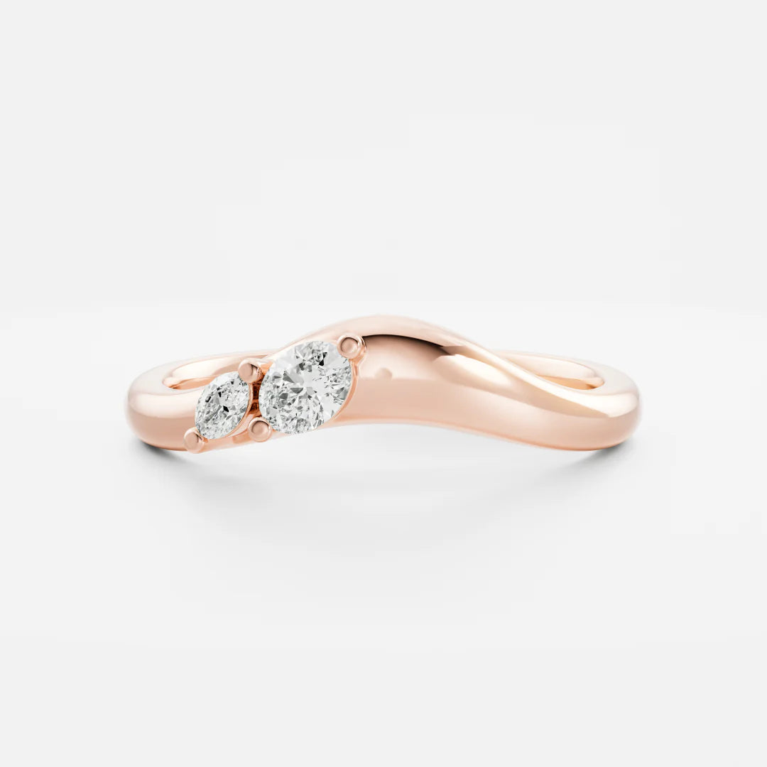 Oval Cut Lab Grown Diamond Curved Wedding Band