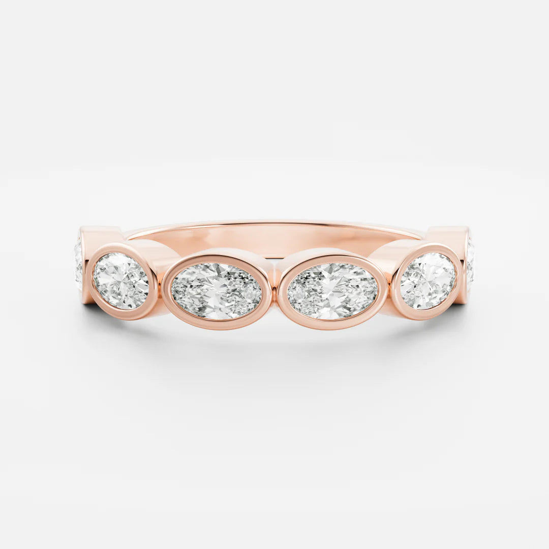 Horizontal Oval Lab Grown Diamond Bezel Wedding Band