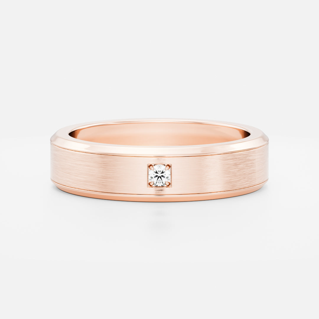 Round Lab Grown Diamond Brushed Finish Men's Wedding Band