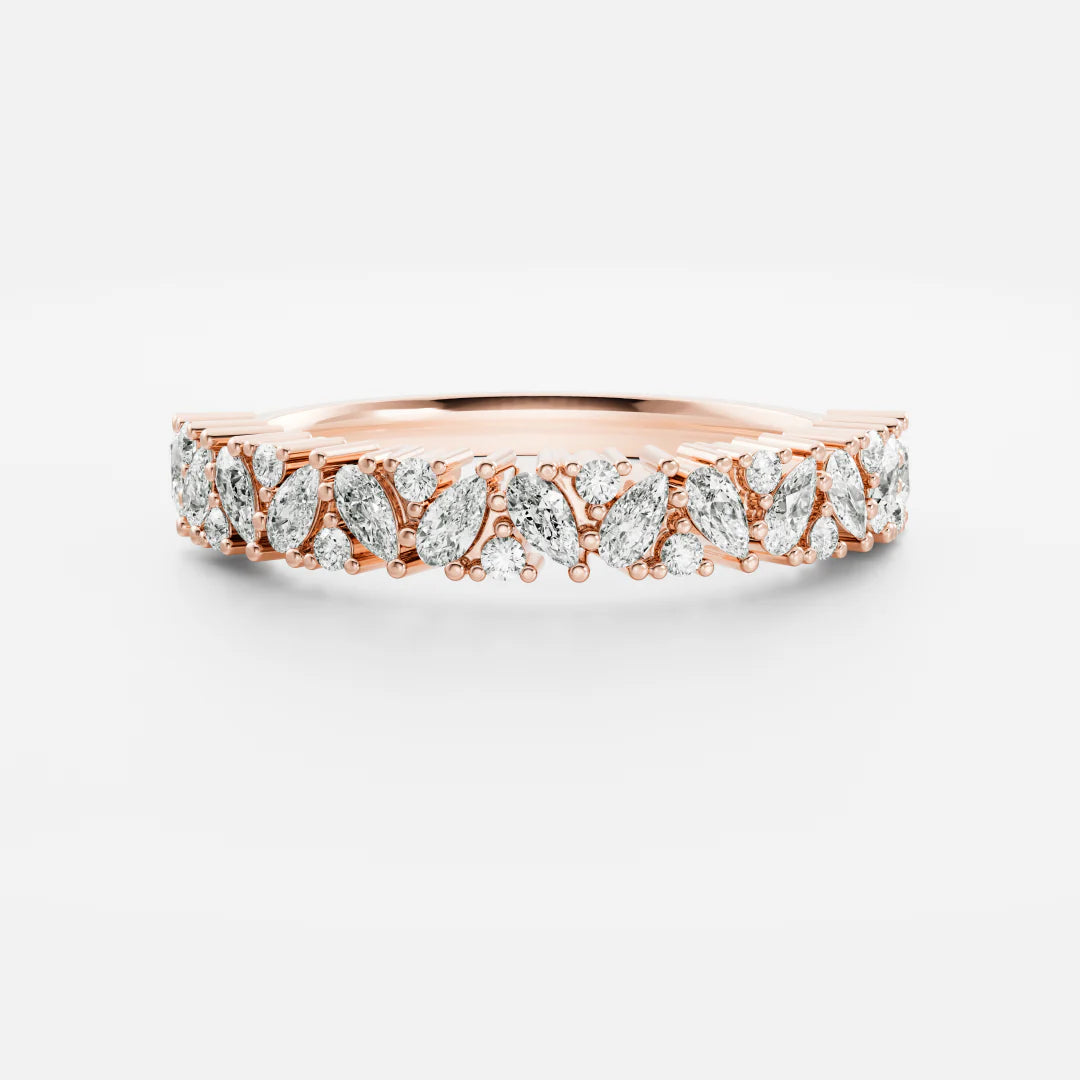 Pear and Round Lab Grown Diamond Scattered Wedding Band