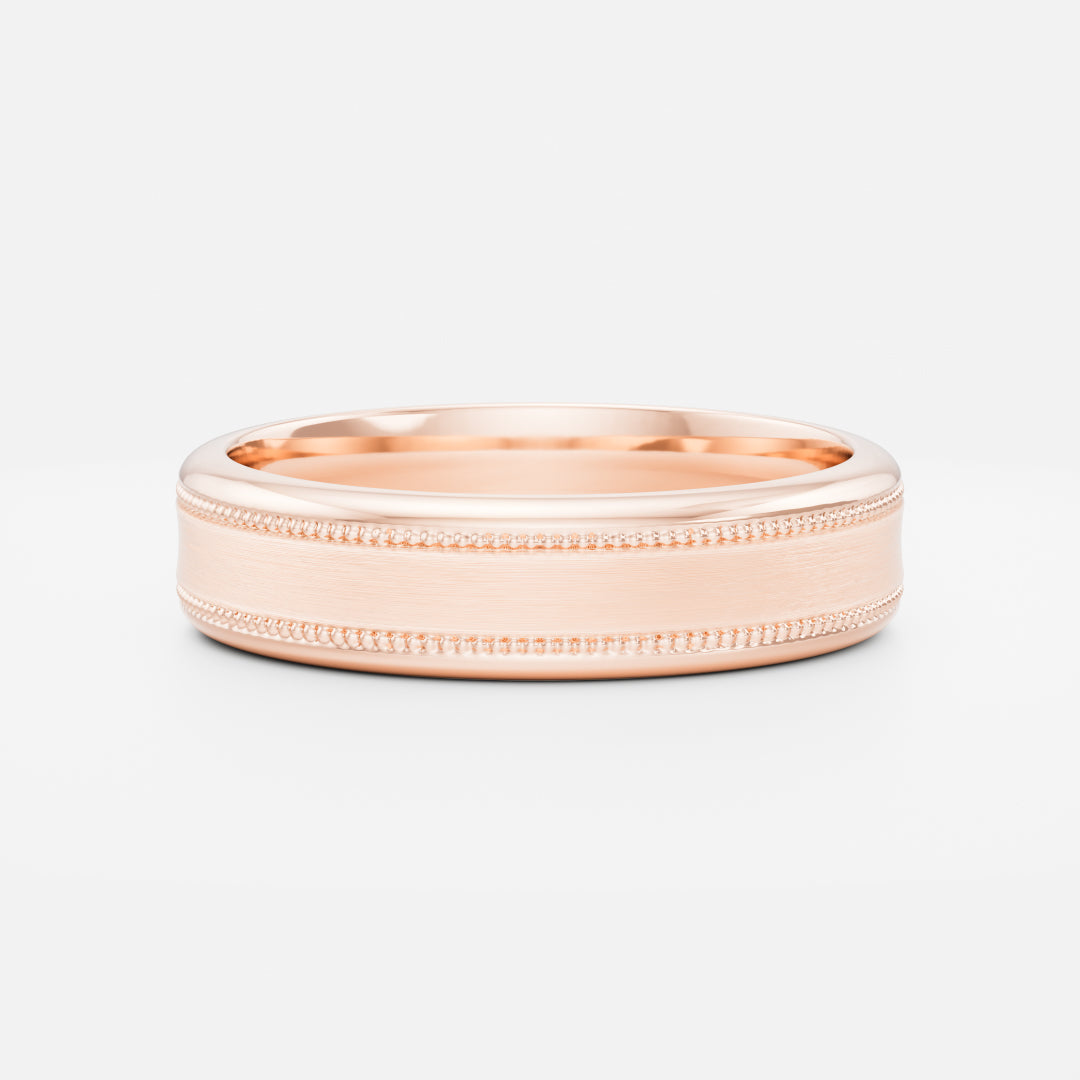 18K Solid Gold Classic Milgrain Men's Wedding Band