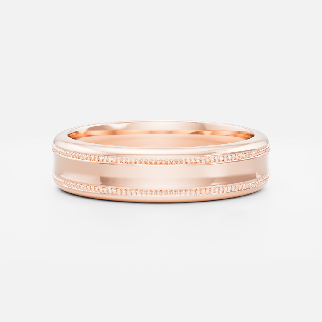18K Solid Gold Classic Milgrain Men's Wedding Band