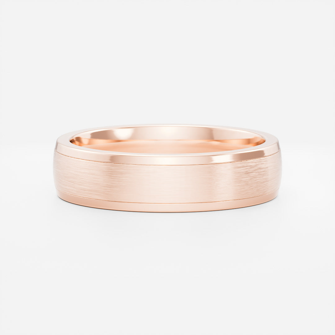 Two Tone Gold Comfort Fit Brushed Finish Men's Wedding Band