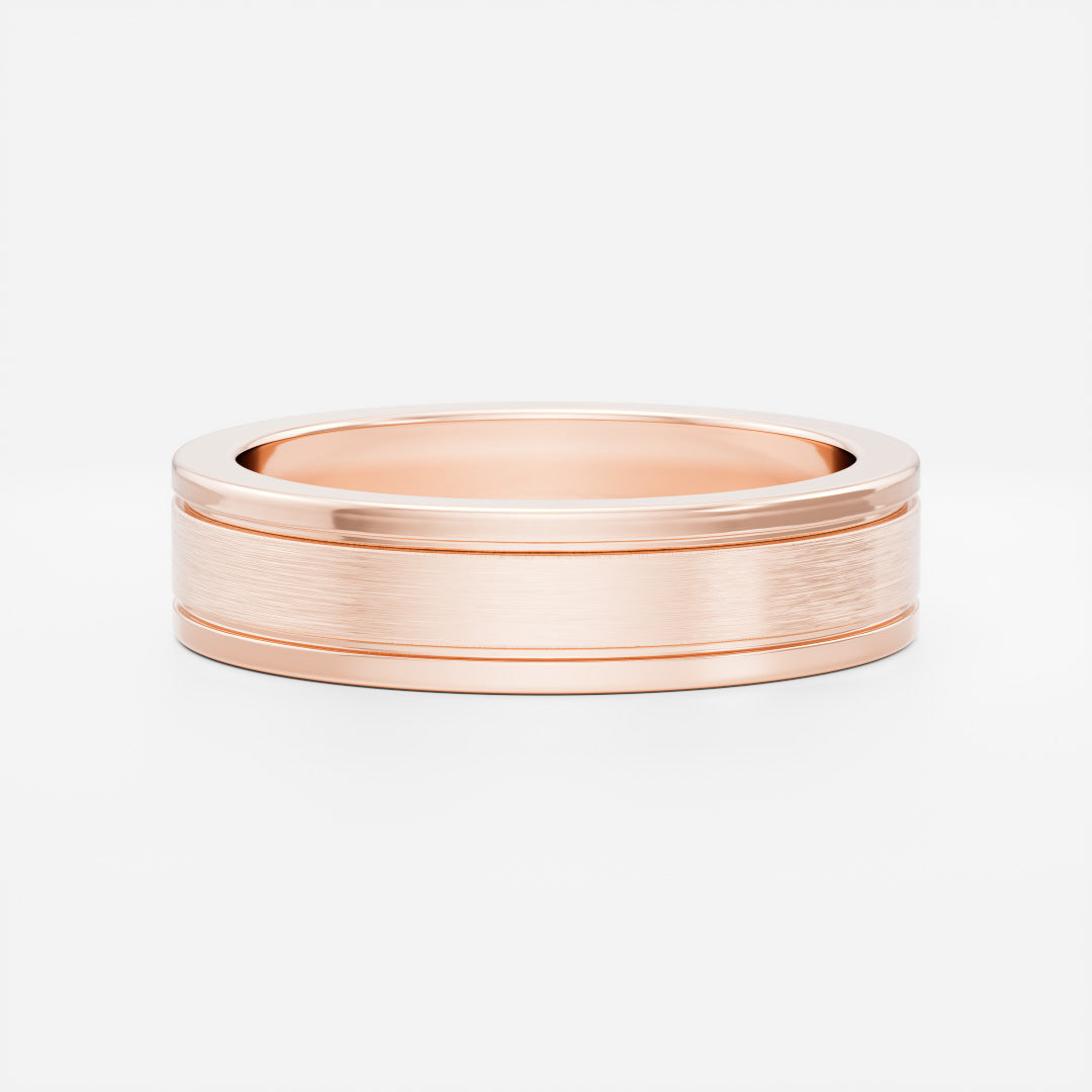 14K Solid Gold Comfort Fit Brushed Finish Men's Wedding Band