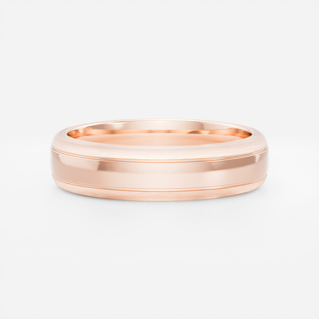 Classic Brushed Finish Double Groove Men's Wedding Band