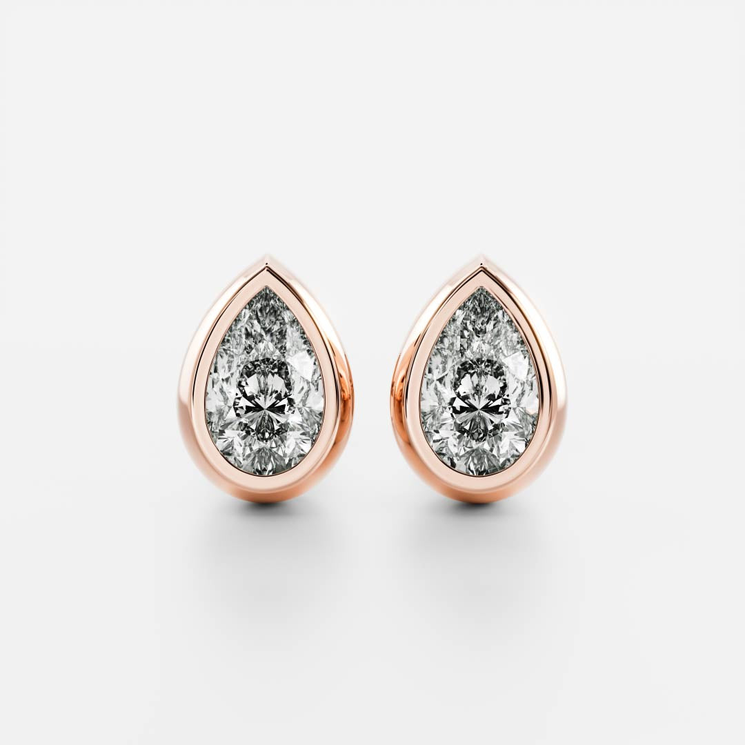 Pear Lab Grown Diamond Bezel Stud Earrings