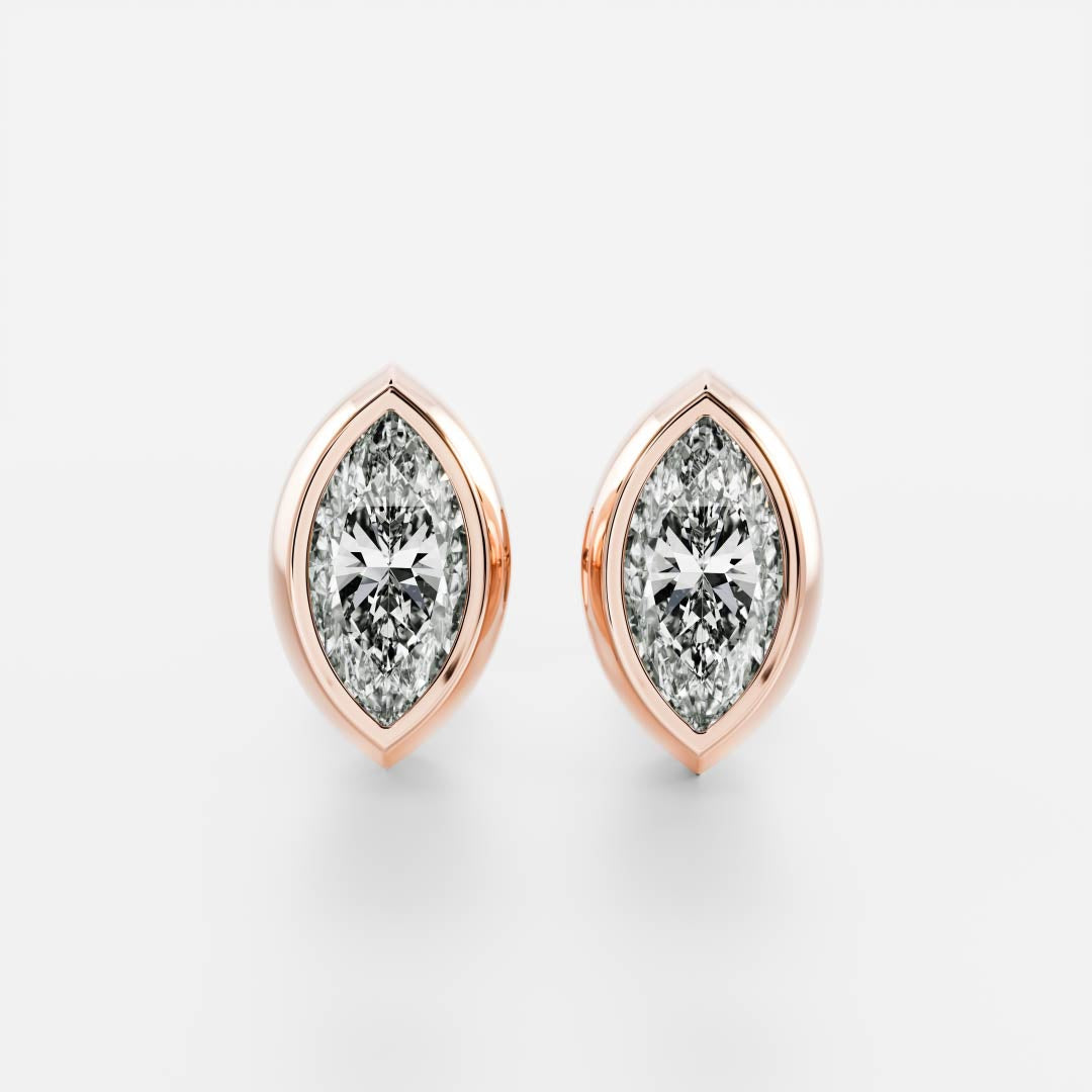 Marquise Lab Grown Diamond Bezel Stud Earrings