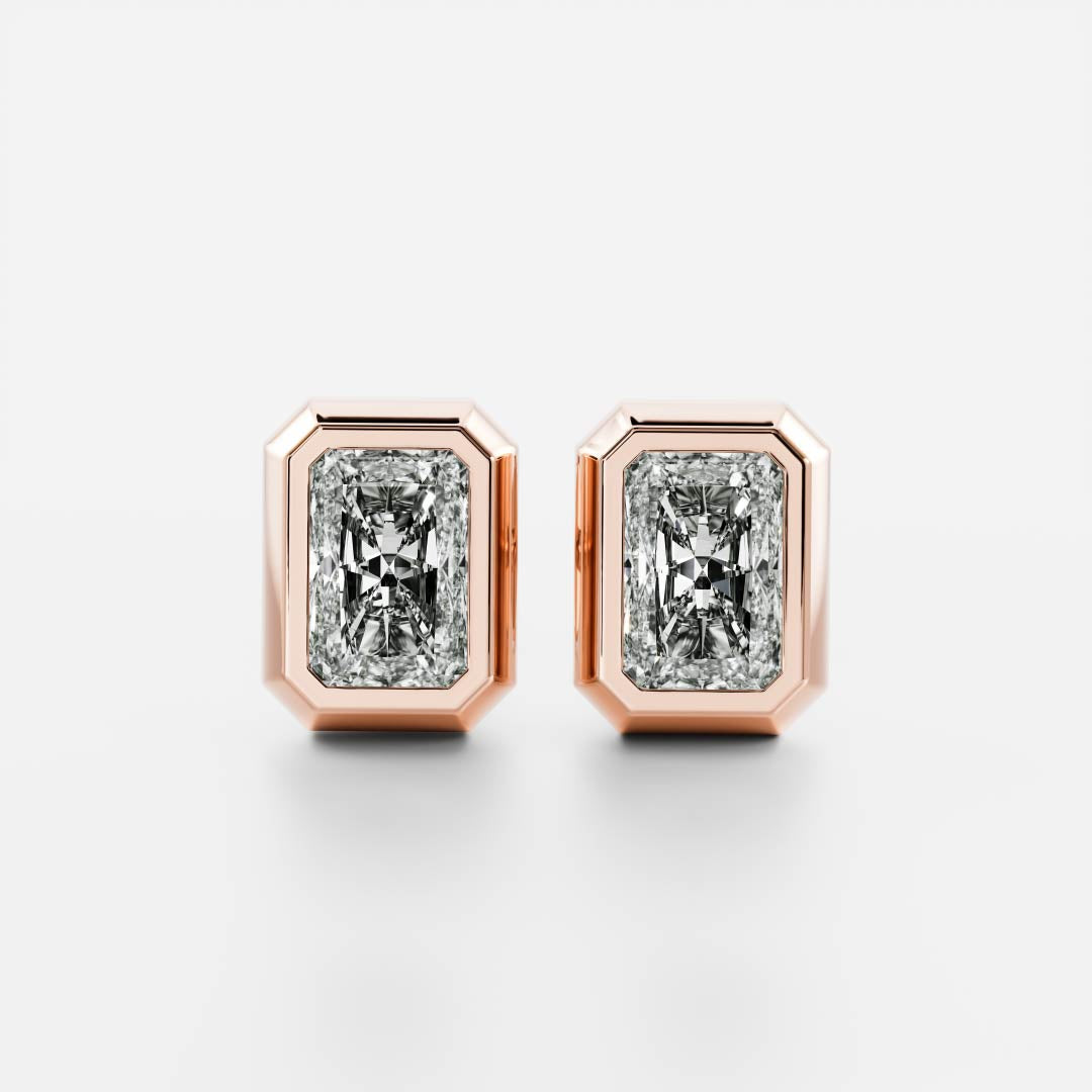 Radiant Lab Grown Diamond Bezel Stud Earrings